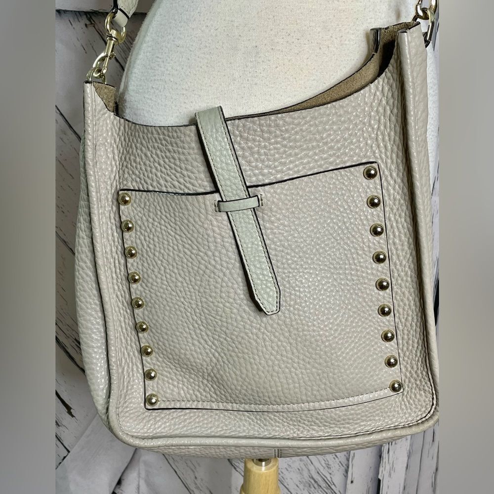 Rebecca Minkoff studded crossbody bag taupe, soft pebbled genuine leather - Picture 2 of 10